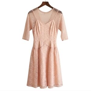 Jane Andre California Vintage 50s Peach Lace Fit & Flare Party Dress